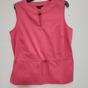 BROOKS BROTHERS Sleeveless‎ Keyhole Waist Tie Blouse 14 Coral